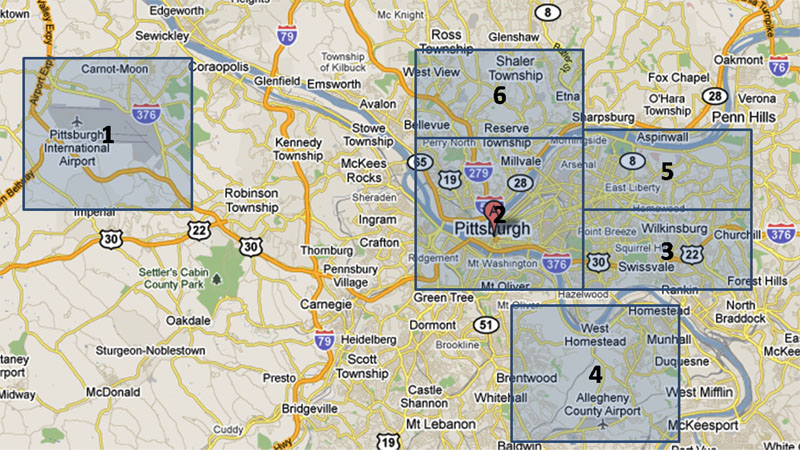 Map of Pittsburgh Hotels