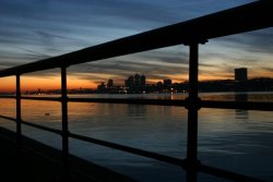 skyline through railing