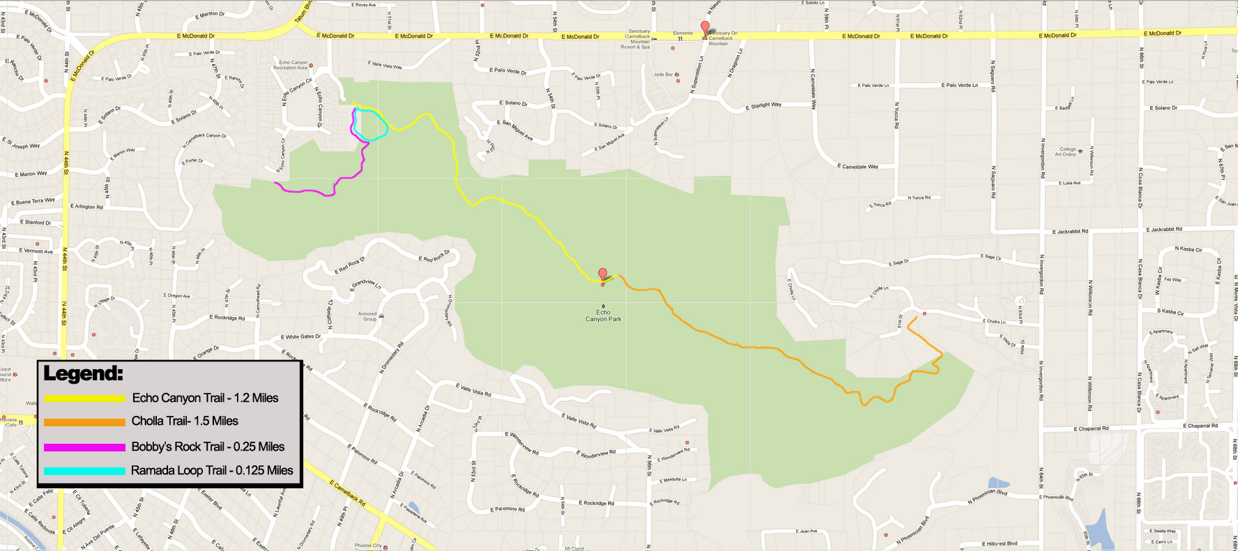 Camelback Mountain trail map