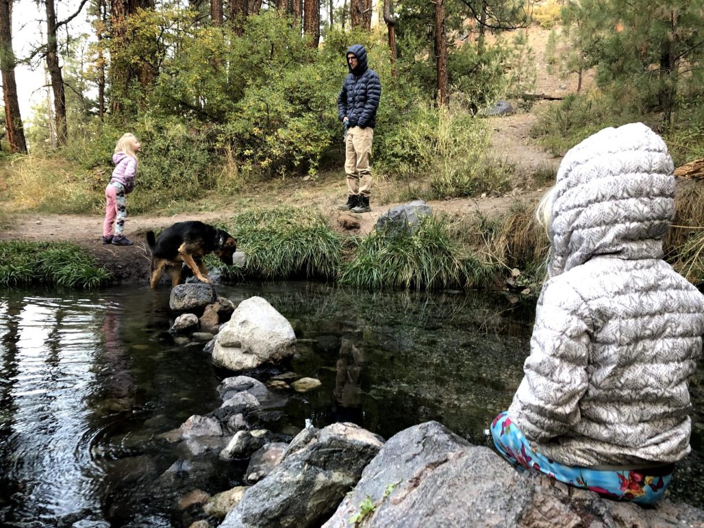 Family at McCauley Hot Springs, Jemez Springs, NM, USA