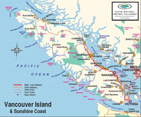 Map of Vancouver Island