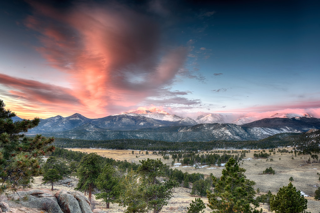 Sunrise over the Rocky Mountains in Rocky Mountain National Park, Colorado